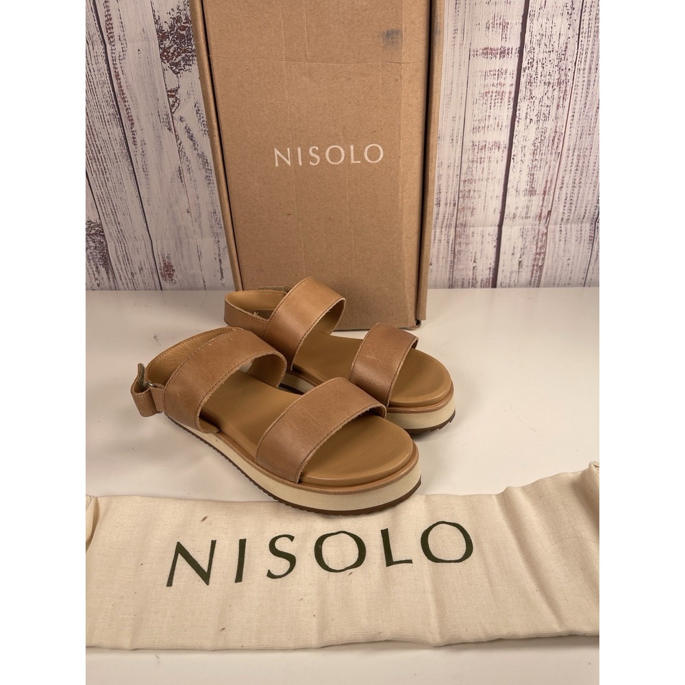 ANTHROPOLOGIE NISOLO GO-TO FLATFORM PLATFORM LEATHER SANDALS SHOES ALMOND 6